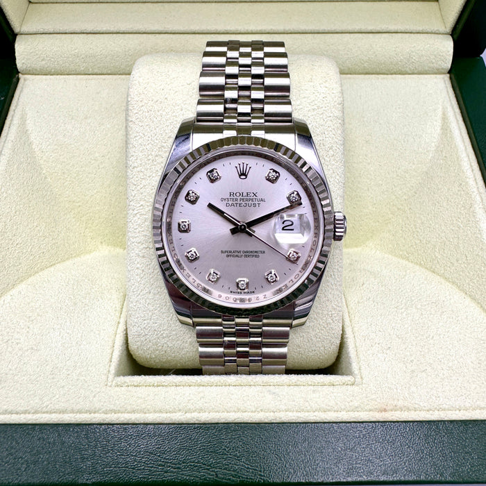 Rolex Datejust ref. 116234 orologio 36 mm acciaio quadrante diamanti full set Swiss 2007