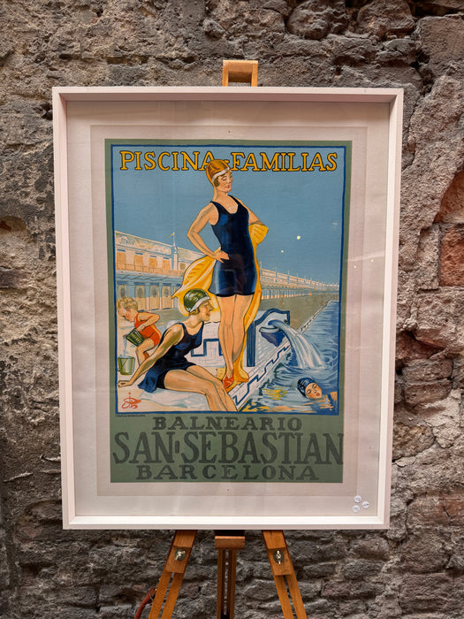 Manifesto Piscina Familias Balneario San Sebastian Barcelona 1930 ca