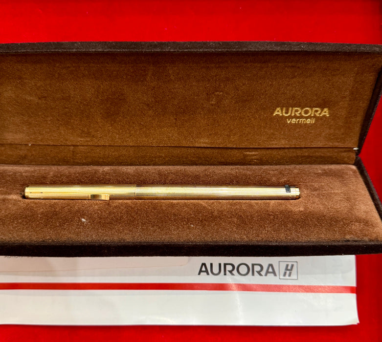 Penna Aurora H stilografica placcata oro con scatola 1990 ca