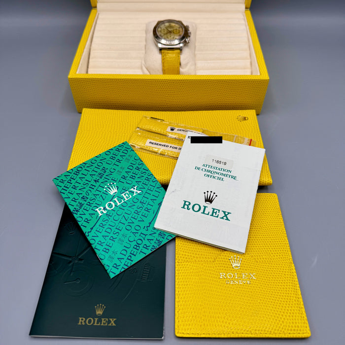 Rolex Daytona Beach ref. 116519 orologio 40mm oro bianco quadrante mop giallo nos full set Swiss 2002