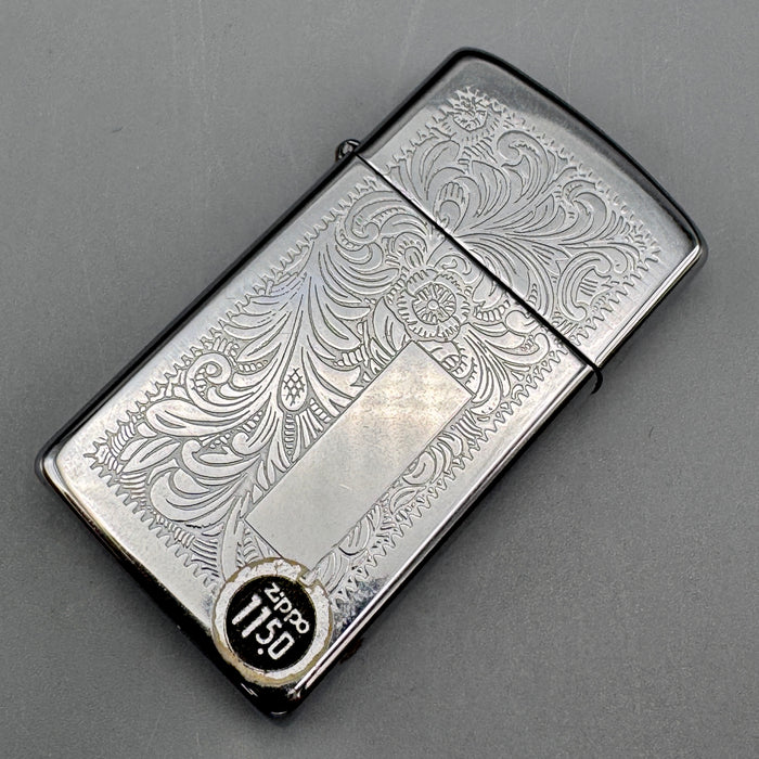 Accendino Zippo a benzina petrolio cromato decoro veneziano USA 1990 ca