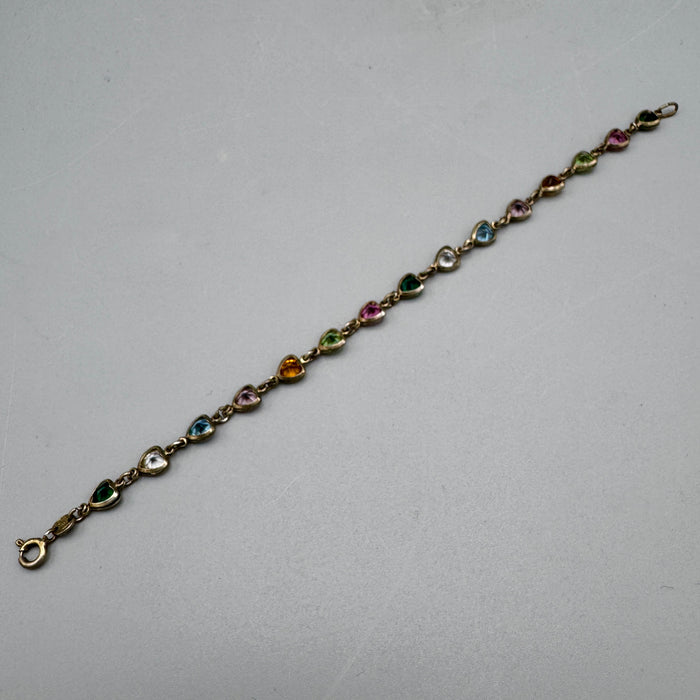 Bracciale in argento 925 tennis cuoricini multicolor Italia 1990 ca