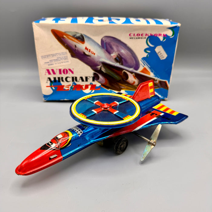 Gioco latta MS 134 Avion Aircraft clockwork carica manuale 1970 ca