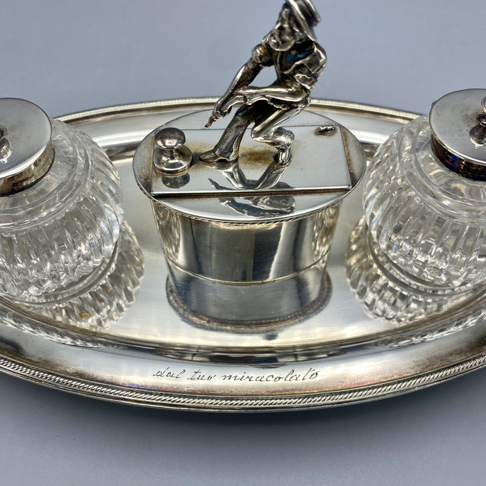 Calamaio in silver WH&S con scultura marinaio UK 1900 ca