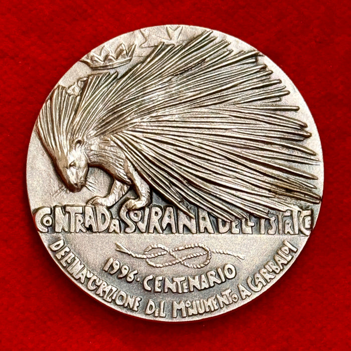 Medaglia Contrada Sovrana dell'Istrice argento Centenario statua Garibaldi P.L.Olla 1996