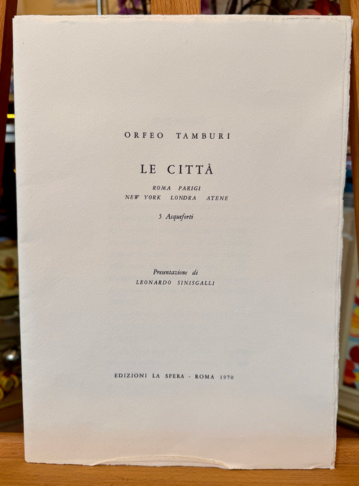 Orfeo Tamburi - "Le Città Roma Parigi New York Londra Atene" - cinque acqueforti su carta num 49/60 - 1970