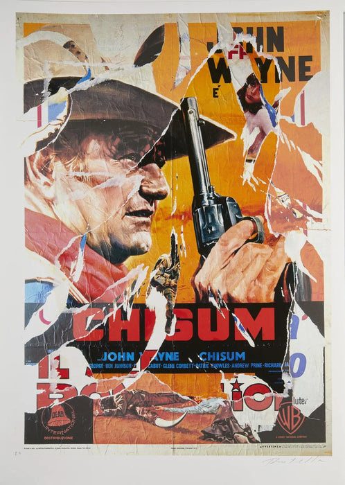 Mimmo Rotella – “Chisum” – serigrafia e decollage su carta p.a. – 1990 ca